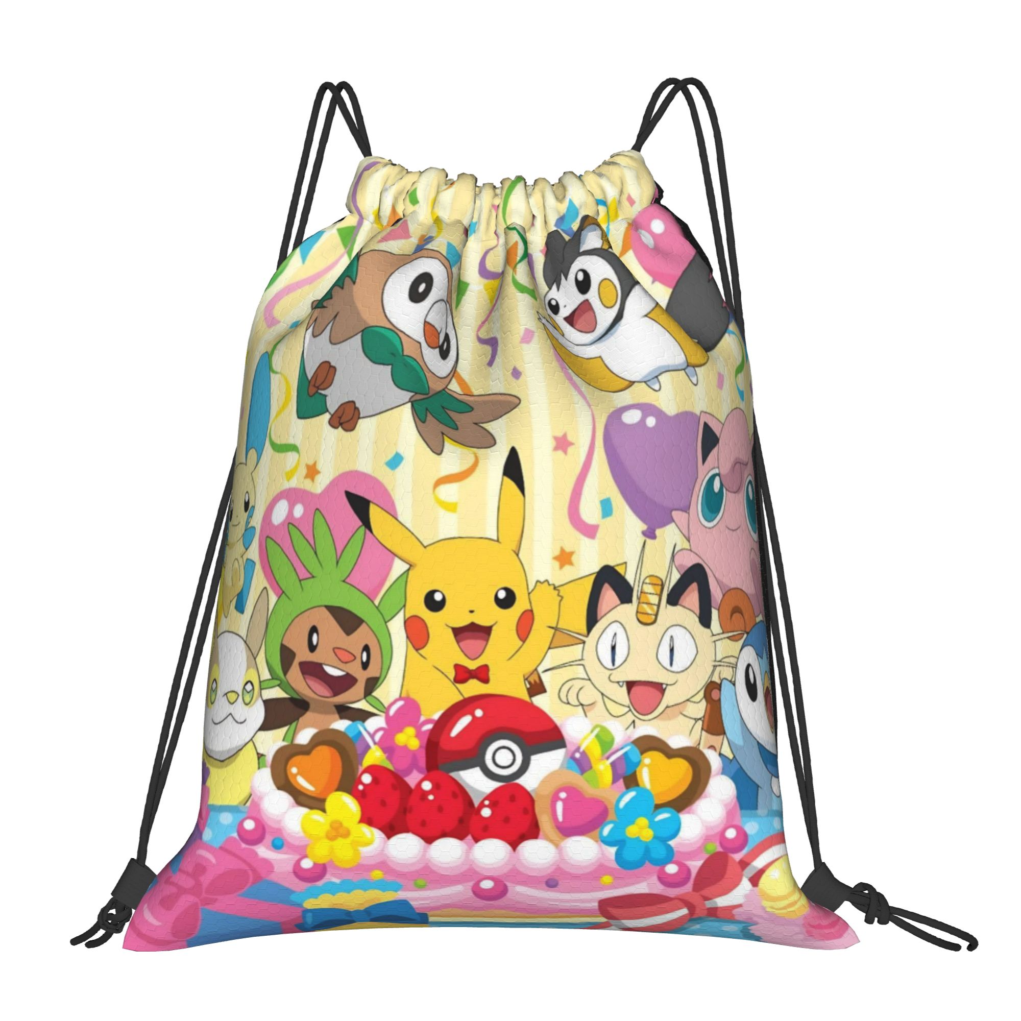 Drawstring Gym Bag - Poke-Mon Birthday Cake Backpack Drawstring Basketball
