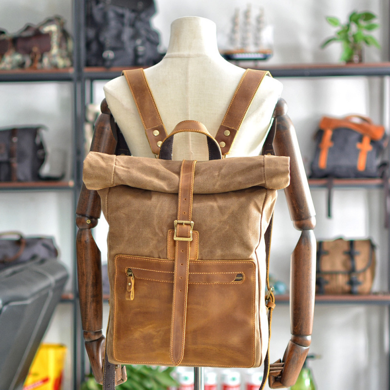 New simple and retro wax canva - Canvas Backpack Casual 评论和价格