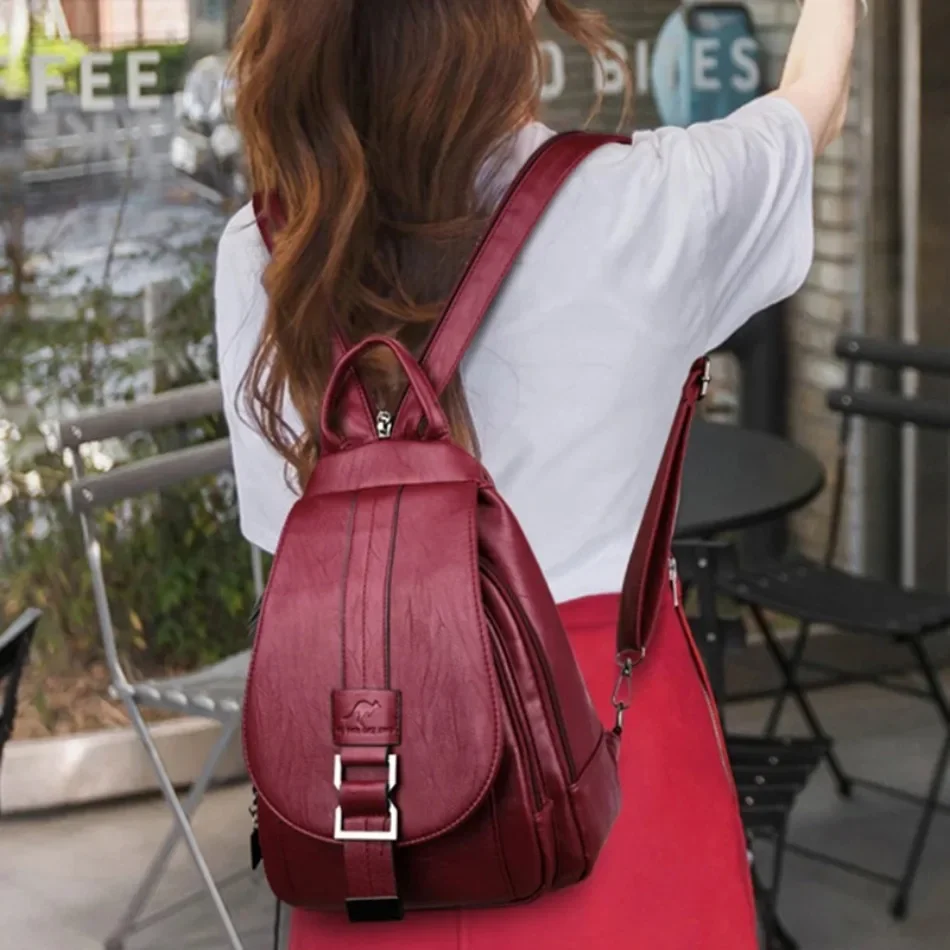 Multifunctional Women Leather  - School Backpack Teen 评论和价格