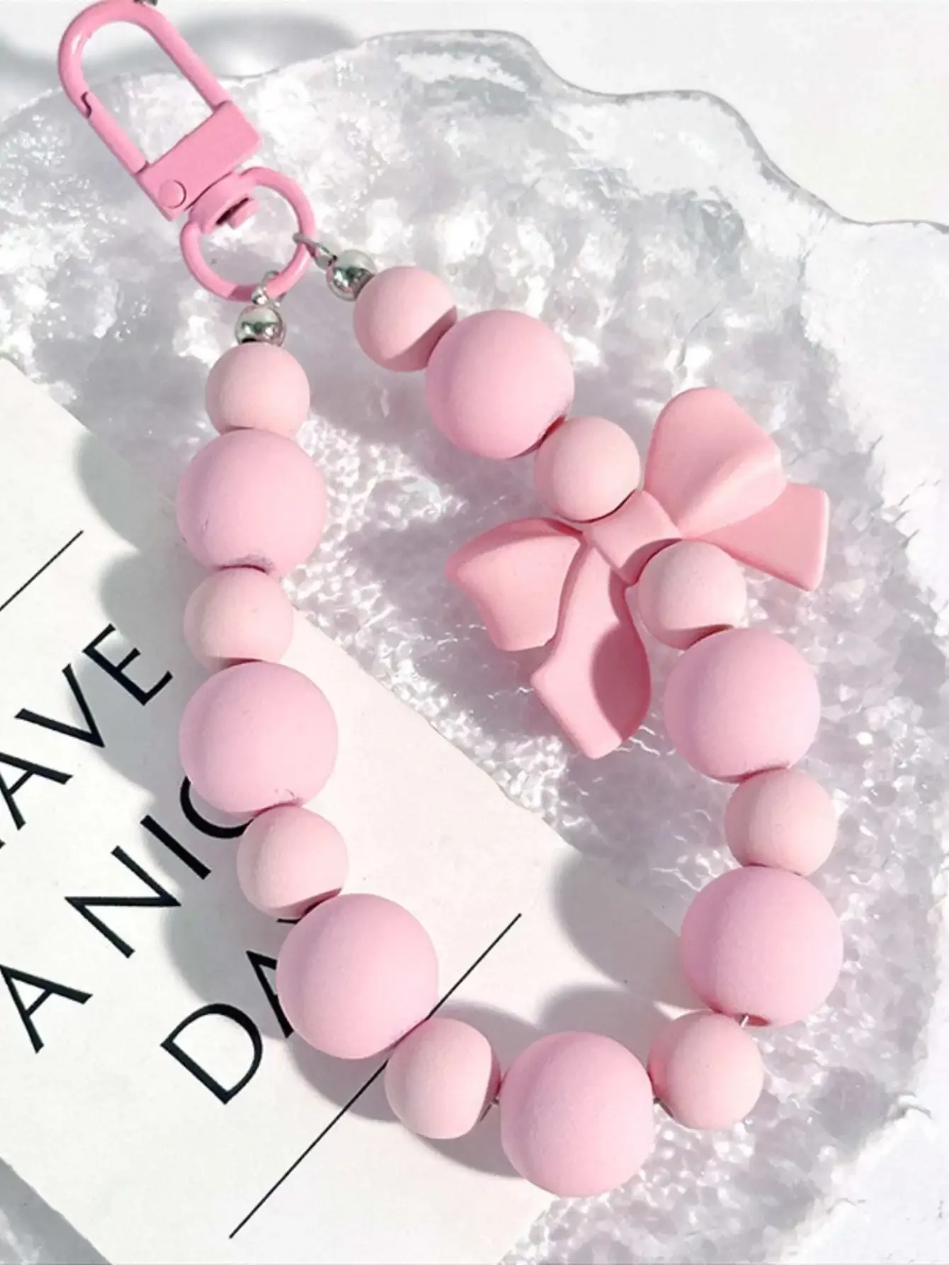 1pc Pink Pearl Bow Keychain Mo - School Backpack Teen 评论和价格