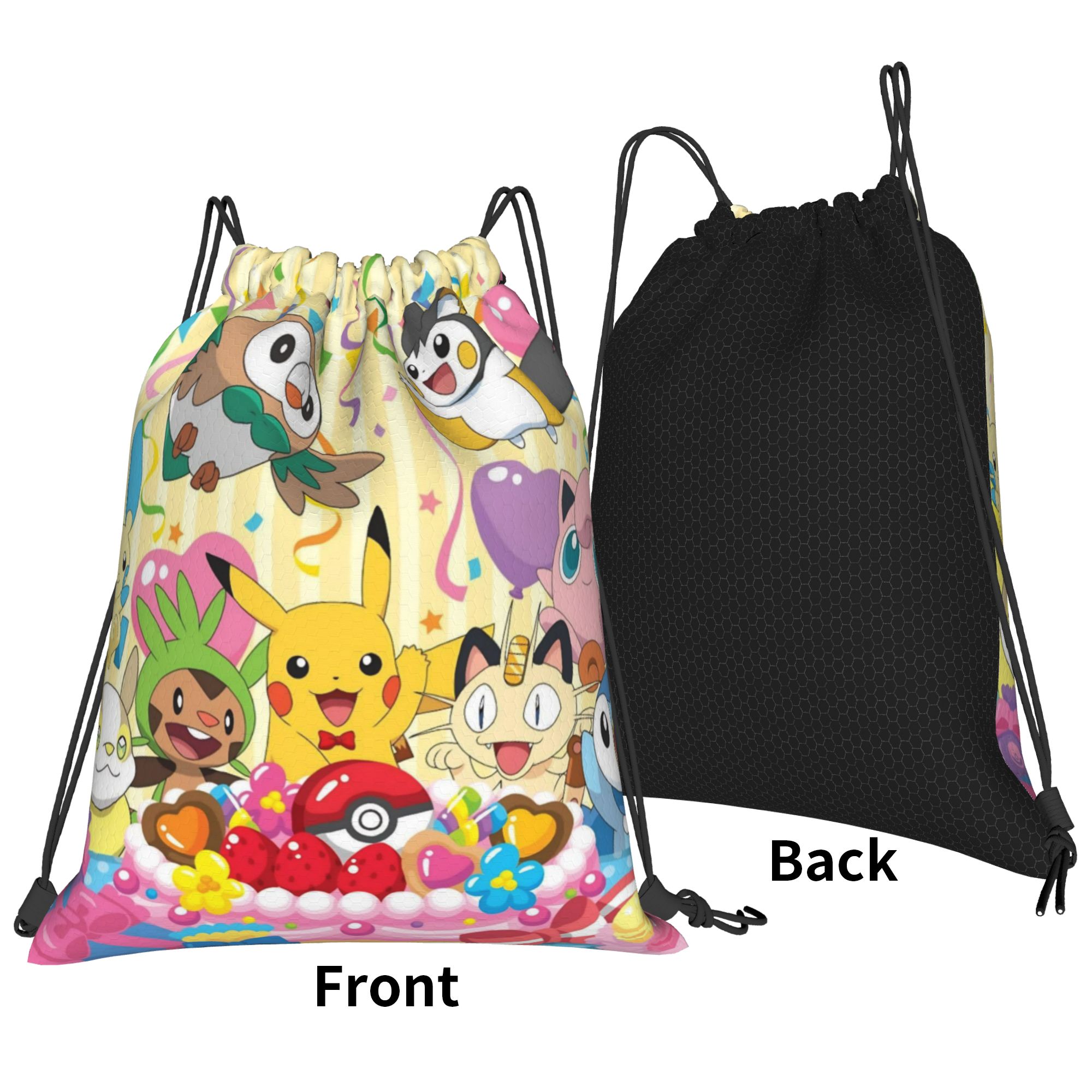 Poke-Mon Birthday Cake Backpac - Drawstring Gym Bag 评论和价格